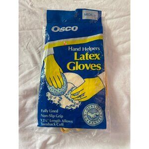 Osco Medium Hand Helpers Fully Lined Latex Gloves With Non-Slip Grip & Turnback